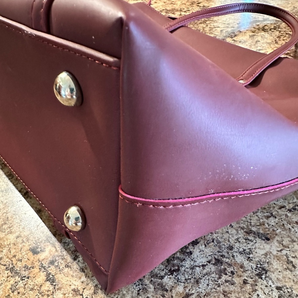 Ivy & Fig Stella Day Bag Tote Burgundy Shoulder Straps No Crossbody Strap - Picture 8 of 13
